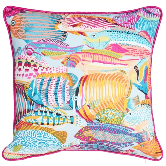 Allstate Floral Other - 16x16 Multi Color Tropical Fish Indoor/Outdoor Accent Pillow